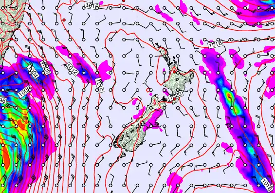 New Zealand forecast chart for Thursday, April 9th, 2026 at 6:00 PM