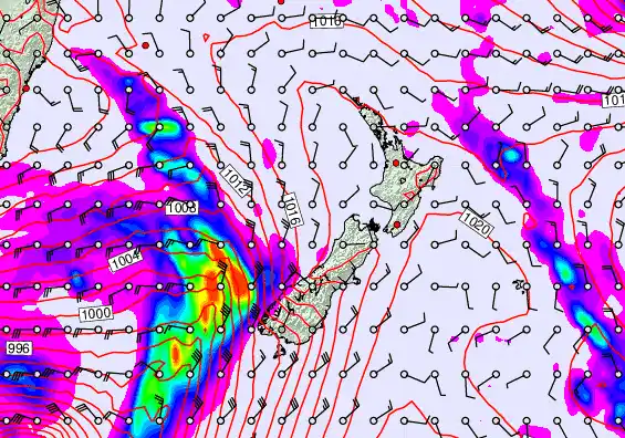 New Zealand forecast chart for Friday, April 10th, 2026 at 12:00 PM