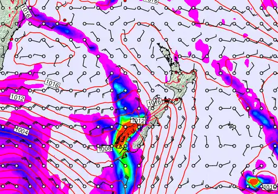 New Zealand forecast chart for Saturday, April 11th, 2026 at 12:00 AM