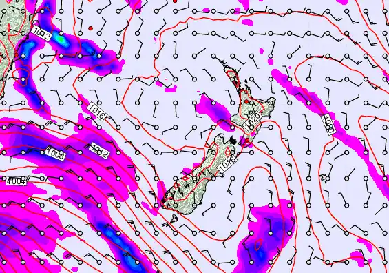 New Zealand forecast chart for Saturday, April 11th, 2026 at 6:00 PM