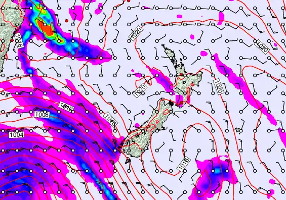 New Zealand forecast chart for Sunday, April 12th, 2026 at 12:00 AM