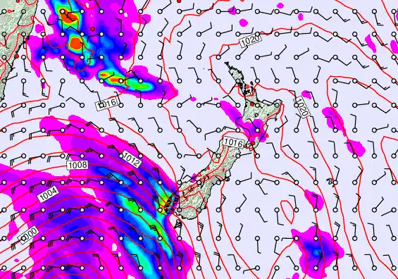 New Zealand forecast chart for Sunday, April 12th, 2026 at 6:00 AM