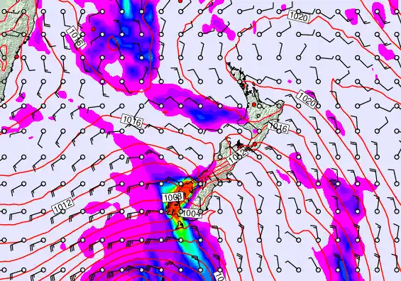 New Zealand forecast chart for Sunday, April 12th, 2026 at 6:00 PM