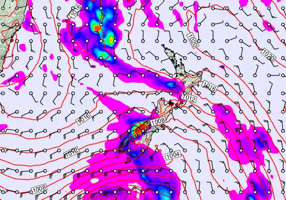 New Zealand forecast chart for Monday, April 13th, 2026 at 12:00 AM