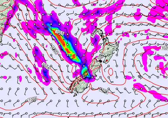 New Zealand forecast chart for Saturday, April 4th, 2026 at 6:00 PM