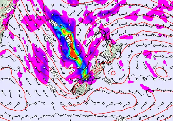 New Zealand forecast chart for Sunday, April 5th, 2026 at 12:00 AM