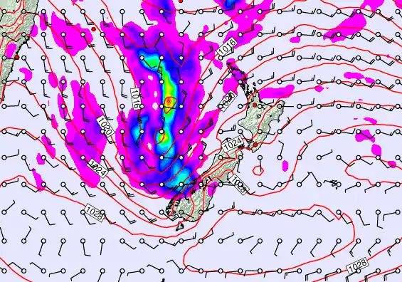 New Zealand forecast chart for Sunday, April 5th, 2026 at 6:00 AM