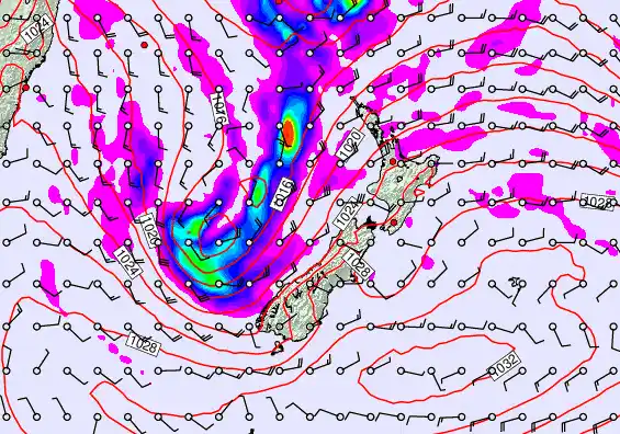 New Zealand forecast chart for Sunday, April 5th, 2026 at 12:00 PM