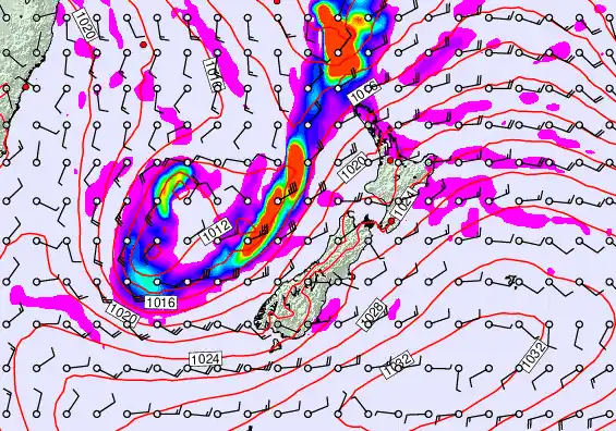 New Zealand forecast chart for Monday, April 6th, 2026 at 12:00 AM