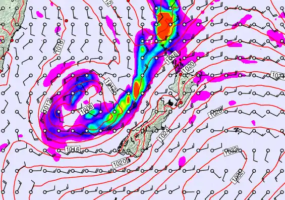 New Zealand forecast chart for Monday, April 6th, 2026 at 6:00 AM