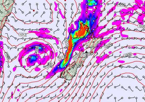 New Zealand forecast chart for Monday, April 6th, 2026 at 6:00 PM