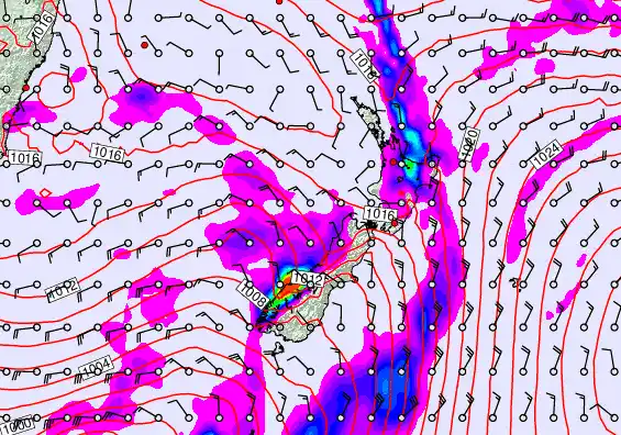 New Zealand forecast chart for Wednesday, April 8th, 2026 at 12:00 AM