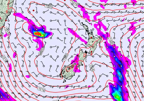 New Zealand forecast chart for Thursday, April 9th, 2026 at 12:00 AM
