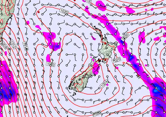 New Zealand forecast chart for Thursday, April 9th, 2026 at 12:00 PM
