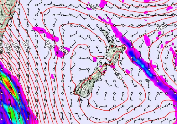 New Zealand forecast chart for Thursday, April 9th, 2026 at 6:00 PM