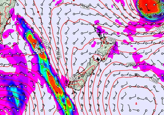 New Zealand forecast chart for Saturday, April 11th, 2026 at 12:00 AM