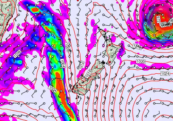 New Zealand forecast chart for Saturday, April 11th, 2026 at 6:00 PM