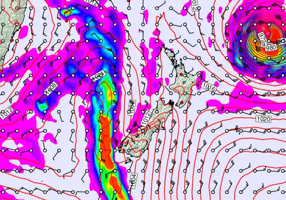 New Zealand forecast chart for Sunday, April 12th, 2026 at 12:00 AM