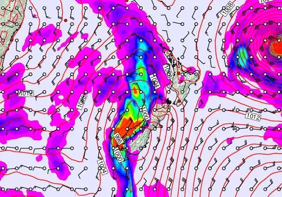 New Zealand forecast chart for Sunday, April 12th, 2026 at 12:00 PM