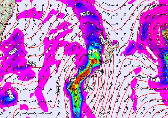 New Zealand forecast chart for Sunday, April 12th, 2026 at 6:00 PM