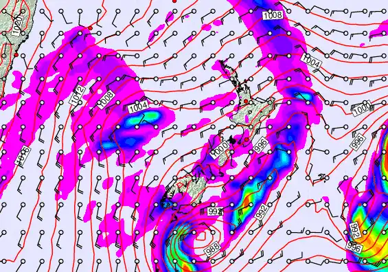 New Zealand forecast chart for Monday, April 13th, 2026 at 12:00 PM