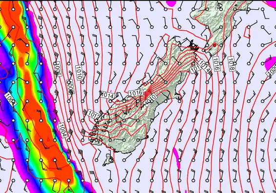 South Island forecast chart for Sunday, April 12th, 2026 at 12:00 AM