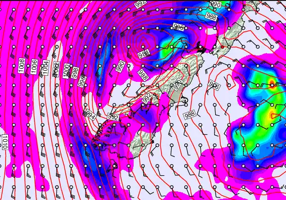 South Island forecast chart for Tuesday, April 14th, 2026 at 6:00 PM