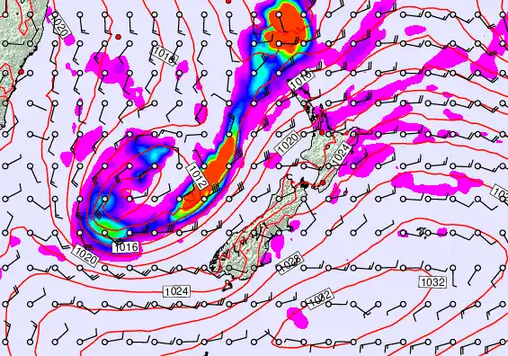 New Zealand forecast chart for Monday, April 6th, 2026 at 12:00 AM