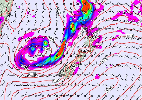 New Zealand forecast chart for Monday, April 6th, 2026 at 6:00 AM