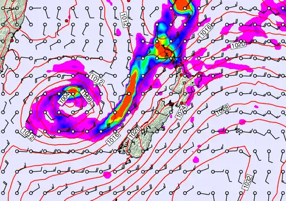 New Zealand forecast chart for Monday, April 6th, 2026 at 12:00 PM