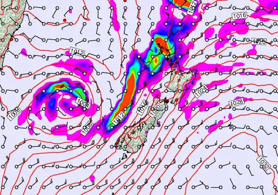 New Zealand forecast chart for Monday, April 6th, 2026 at 6:00 PM