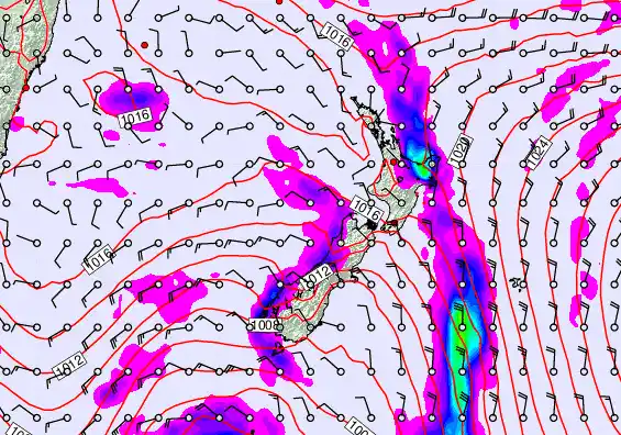 New Zealand forecast chart for Wednesday, April 8th, 2026 at 12:00 PM