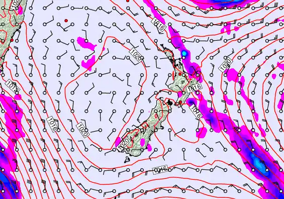 New Zealand forecast chart for Thursday, April 9th, 2026 at 12:00 PM
