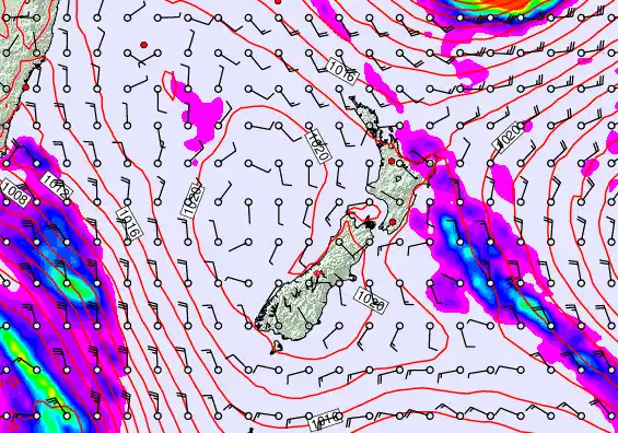 New Zealand forecast chart for Thursday, April 9th, 2026 at 6:00 PM