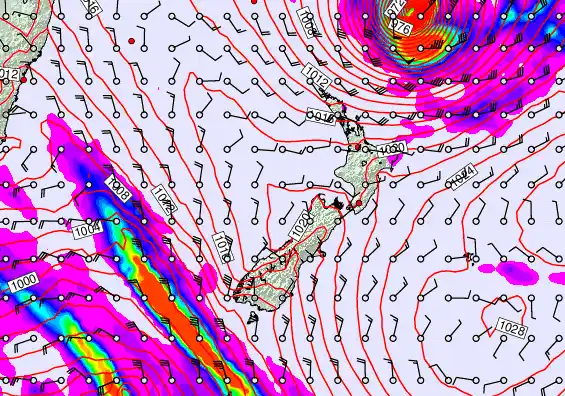 New Zealand forecast chart for Saturday, April 11th, 2026 at 12:00 AM