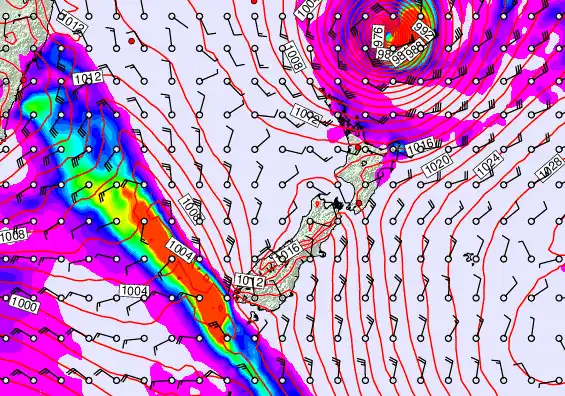 New Zealand forecast chart for Saturday, April 11th, 2026 at 12:00 PM