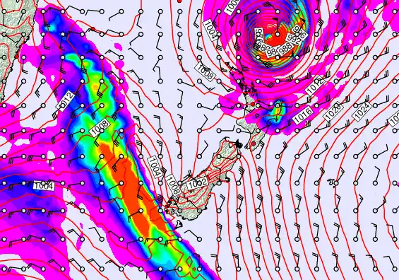 New Zealand forecast chart for Saturday, April 11th, 2026 at 6:00 PM