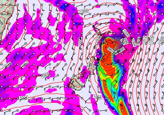 New Zealand forecast chart for Sunday, April 12th, 2026 at 6:00 PM