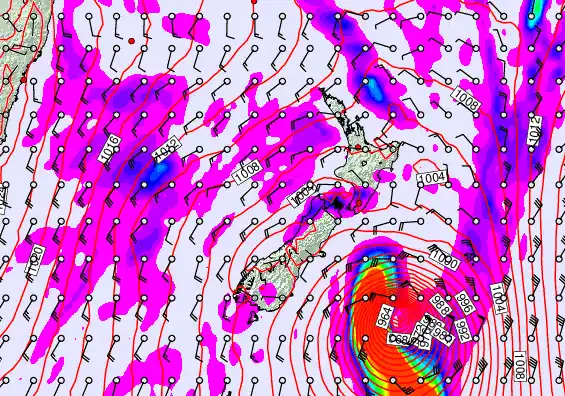 New Zealand forecast chart for Monday, April 13th, 2026 at 12:00 PM