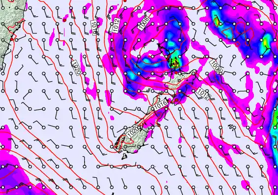 New Zealand forecast chart for Wednesday, April 15th, 2026 at 12:00 AM