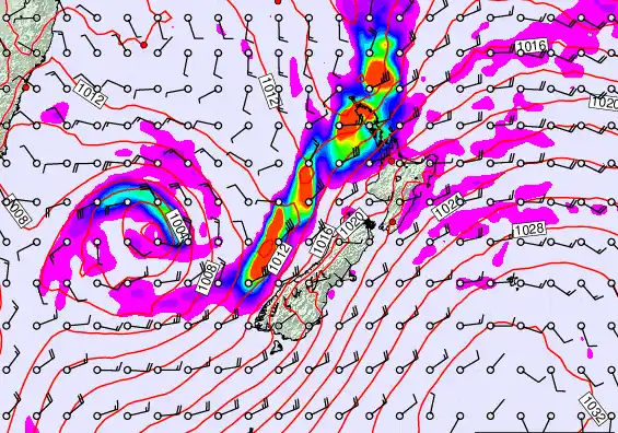 New Zealand forecast chart for Monday, April 6th, 2026 at 6:00 PM