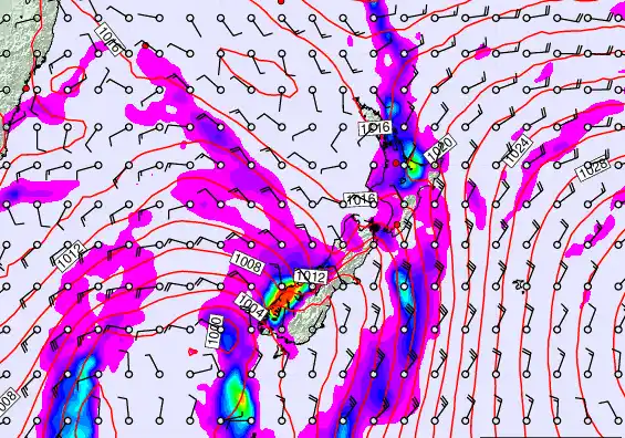 New Zealand forecast chart for Wednesday, April 8th, 2026 at 12:00 AM