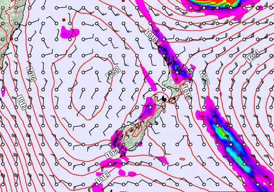New Zealand forecast chart for Thursday, April 9th, 2026 at 6:00 AM