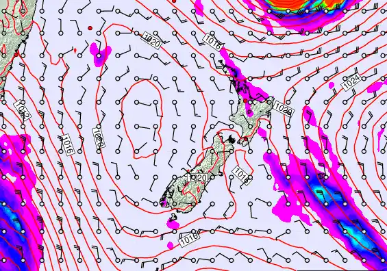 New Zealand forecast chart for Thursday, April 9th, 2026 at 12:00 PM