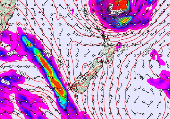 New Zealand forecast chart for Saturday, April 11th, 2026 at 12:00 AM