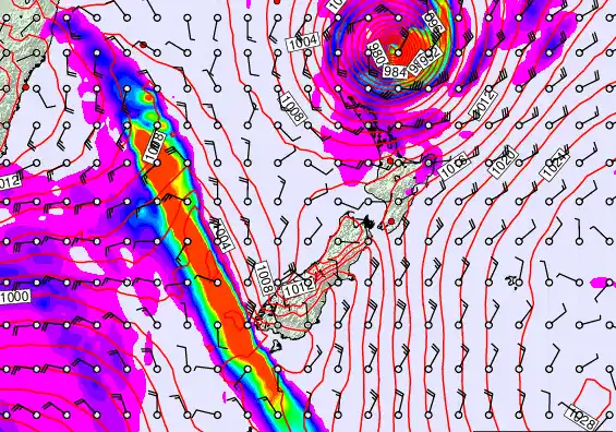 New Zealand forecast chart for Saturday, April 11th, 2026 at 12:00 PM