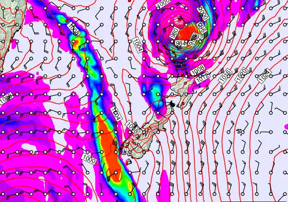 New Zealand forecast chart for Saturday, April 11th, 2026 at 6:00 PM