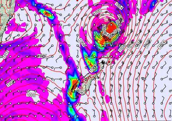 New Zealand forecast chart for Sunday, April 12th, 2026 at 12:00 AM