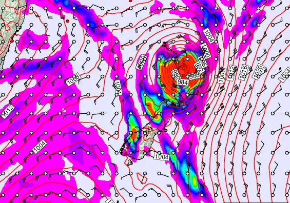 New Zealand forecast chart for Sunday, April 12th, 2026 at 6:00 AM