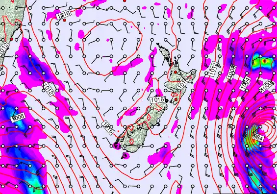 New Zealand forecast chart for Thursday, April 16th, 2026 at 6:00 AM